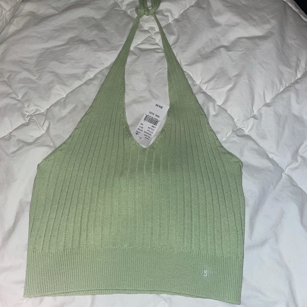 Pacsun Green neck tie crop top